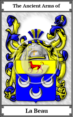 La Beau Family Crest Download (JPG) Book Plated - 600 DPI